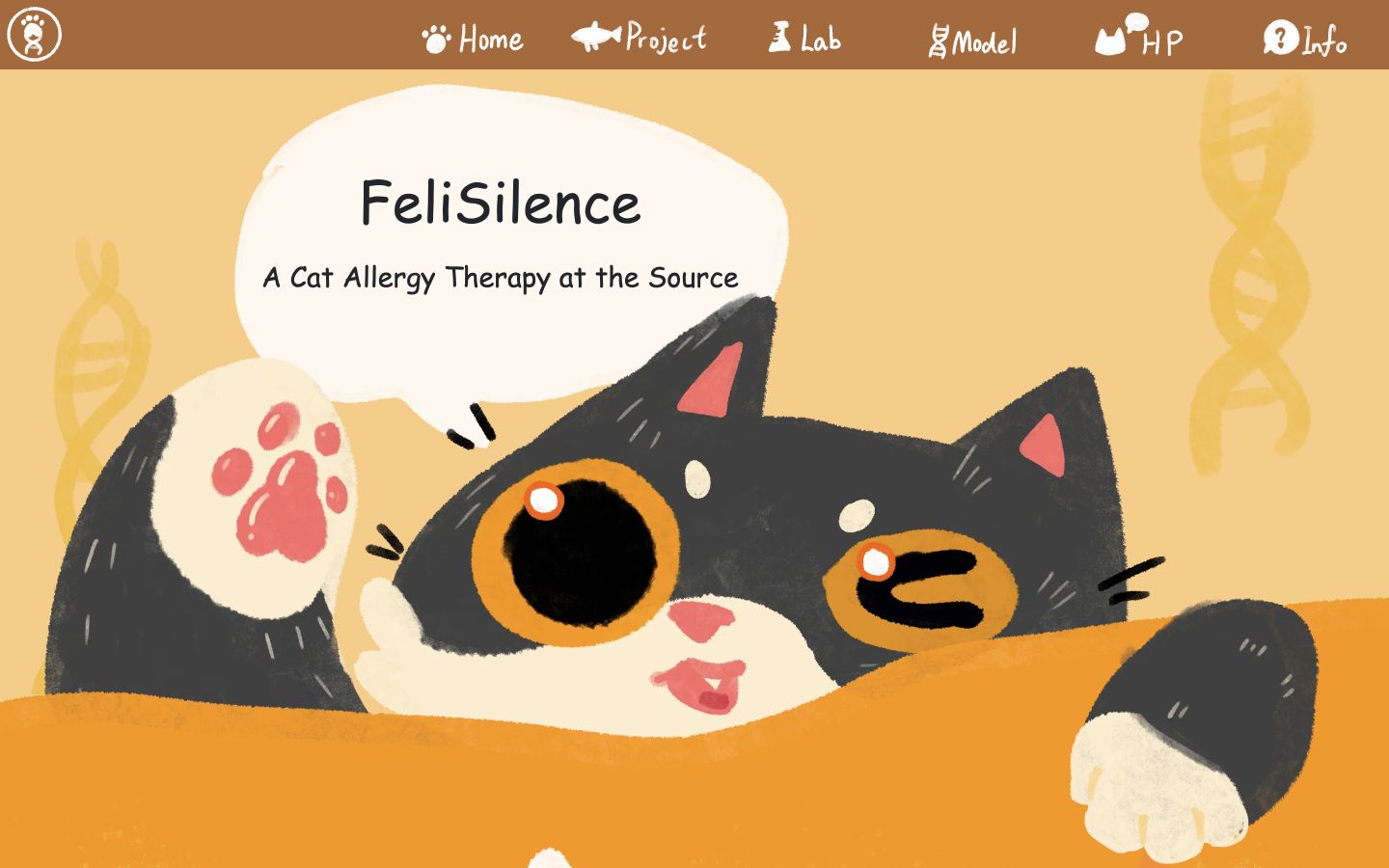 FeliSilence official project website homepage, with its illustrated cat and project title